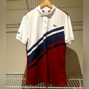 Lacoste Men’s Sports Polo in red and white, like new, reg sz 5